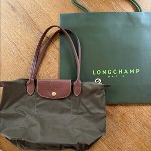 Longchamp Olive and Brown Tote